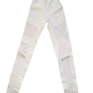 Alo Womens Yoga Luminous Leggings White Mesh High Waist Moto Size Medium